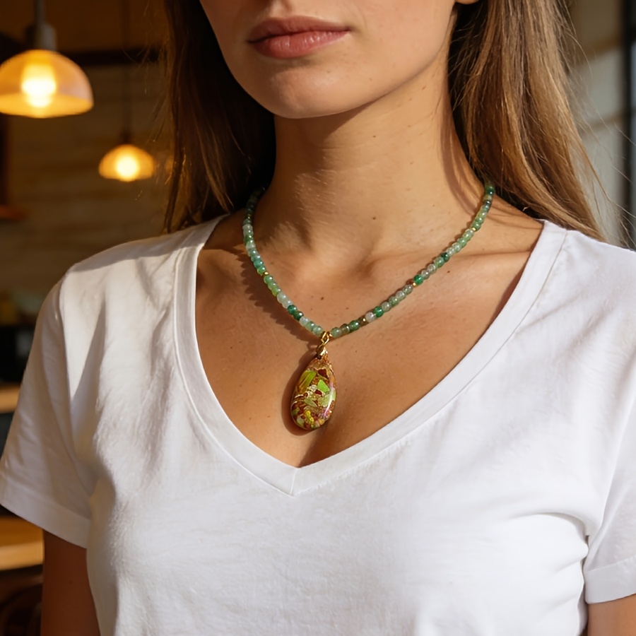 Bohemian Multicolor Beaded Teardrop Choker Necklace